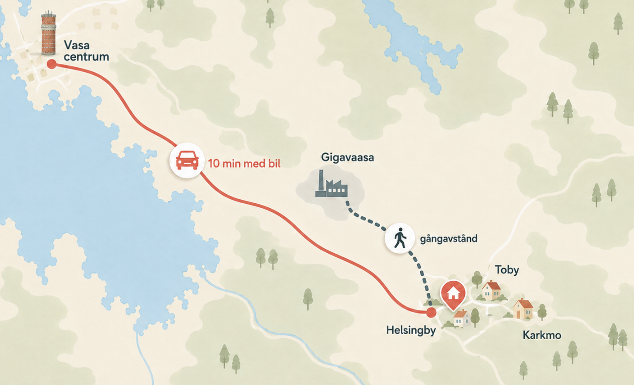 Illustrated map of Helsingby, Toby and Karkmo